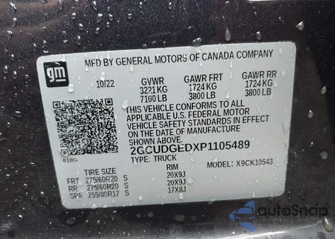 2023 Chevrolet Silverado 1500 Ltz from USA, damaged, VIN 2GCUDGEDXP1105489